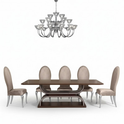 Compleet set eettafel 6x stoelen eetkamerset eetgroep houten tafel 7-delige