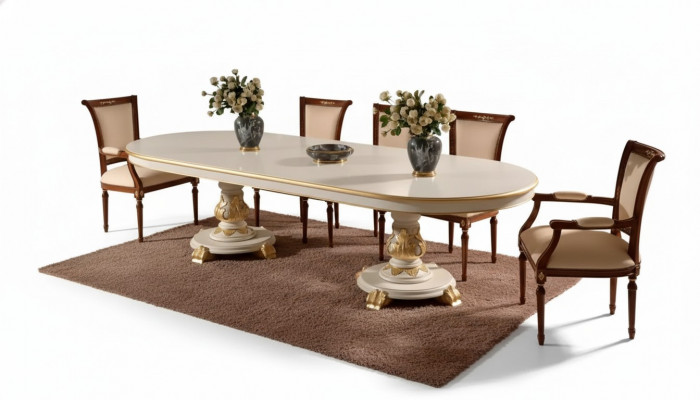 Luxe eetkamertafel Ovaal Wit Eettafels Hout Italiaanse meubels Art deco Nieuw