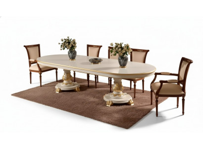 Luxe eetkamertafel Ovaal Wit Eettafels Hout Italiaanse meubels Art deco Nieuw