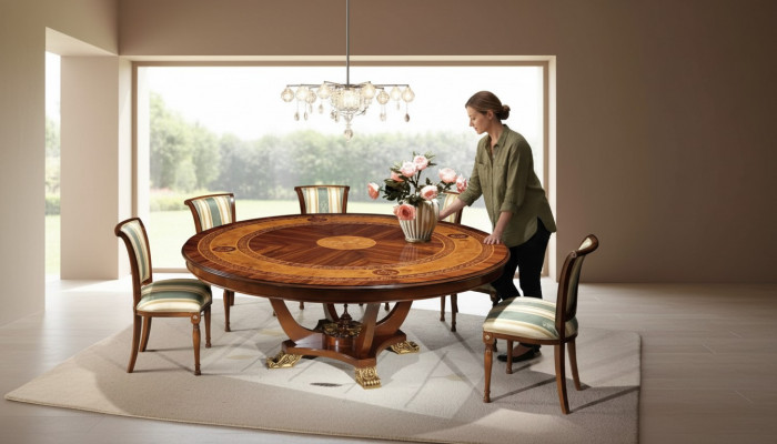 Ronde tafel houten tafels klassieke stijl eetkamer meubels bruin nieuw