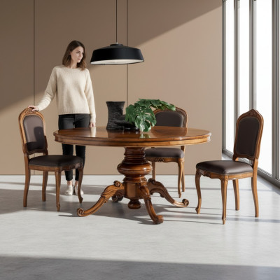 Volledige set eettafel 4x stoelen eetkamerset eetgroep houten tafel nieuw 5-delige