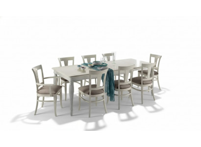 Volledige set eettafel 8x stoelen luxe eetkamerset wit Italië.