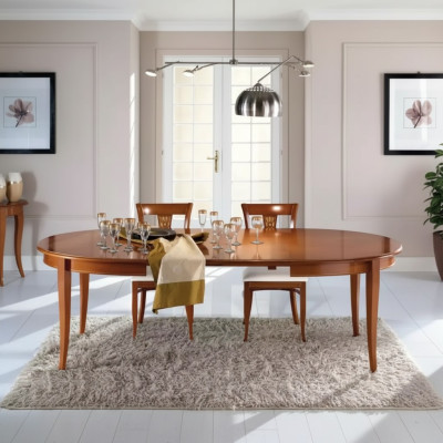 Italiaanse meubelontwerper houten tafel eetkamer 4x stoel set