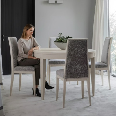 Eettafel set groep eetkamertafel set 4x stoelen hout 5-delig beige