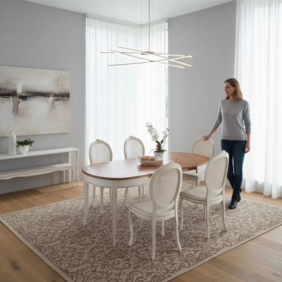 Italiaanse meubelontwerper houten tafel zitkussen eetkamer 4x stoelen