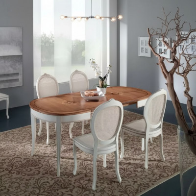 Italiaanse meubelontwerper houten tafel zitkussen eetkamer 4x stoelen