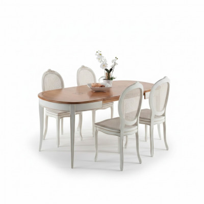 Italiaanse meubelontwerper houten tafel zitkussen eetkamer 4x stoelen