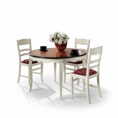 Complete set Eettafel 4x stoelen Dressoir Eetkamerset Houten tafel Wit Nieuw