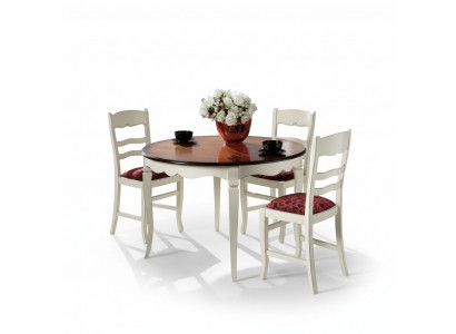 Complete set Eettafel 4x stoelen Dressoir Eetkamerset Houten tafel Wit Nieuw