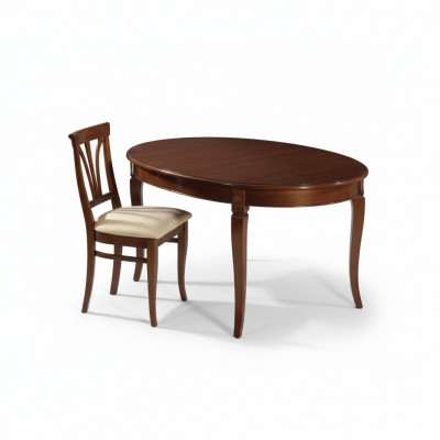 Eettafel 4x stoelen Klassieke eetkamerset 5-delig set Ovale tafel