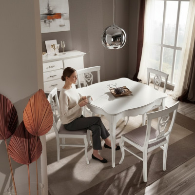 Luxe eettafel hout vierkant eetkamertafel wit meubels tafels nieuw