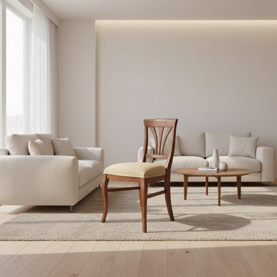 Stoel zonder armleuning Eetkamerstoel Hout Eetkamer Bruin Design Klassiek