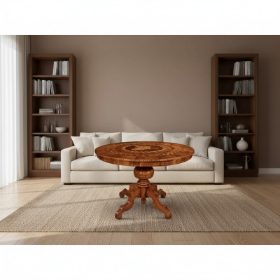 Eettafel Eetkamer Bruin Rond Klassiek Tafelontwerp Hout Luxe Meubels