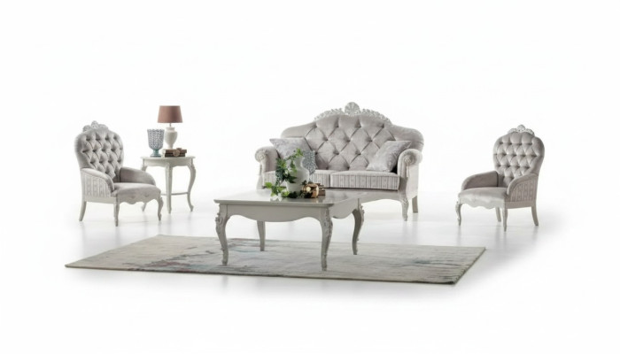 Bankstel 2-zits set Fluwelen fauteuil Salontafel Luxe banken Stof