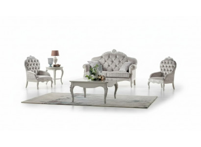 Bankstel 2-zits set Fluwelen fauteuil Salontafel Luxe banken Stof
