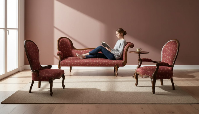 Lounge Bank Ligstoel Bekleding Liggen Klassiek Chaise Longue Club Bruin Nieuw