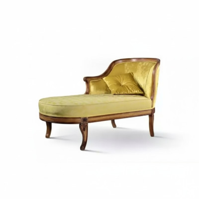 Chaiselongue Stoff Bank Ligstoel Klassiek Geel Bank Stof Nieuw
