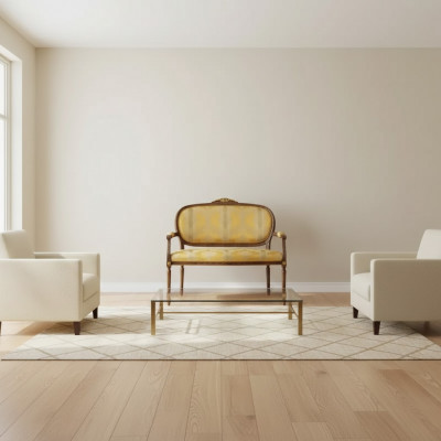 Zitbank Klassieke Gele Kruk Retro Woonkamer Luxe Ontwerp Nieuw