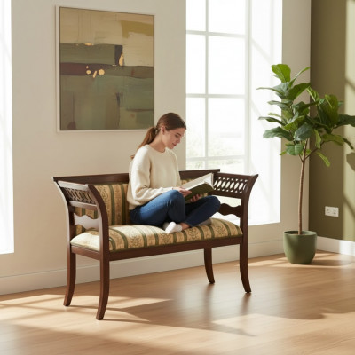 Poef bank Ontwerper Woonkamer Beige Klassieke Zitmeubelen Nieuw Luxe