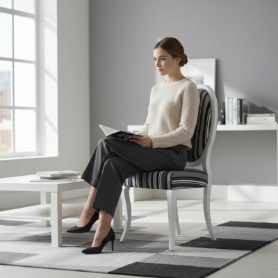 Stoel Armstoel Massief Klassiek Hout Textiel Fauteuil Lounge Bekleding Nieuw
