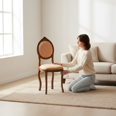 Stoel zonder armleuning Eetkamerstoel Hout Stof Eetkamer Design Fauteuil