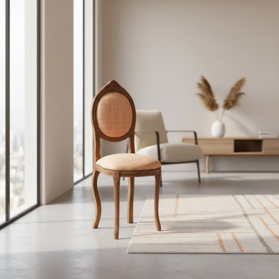 Stoel zonder armleuning Eetkamerstoel Hout Stof Eetkamer Design Fauteuil