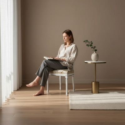 Stoel Bruin Design Woonkamer Eetkamer Hout Bekleed zonder Armleuning Nieuw