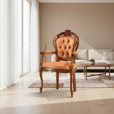 Stoel 1-zits Eetkamer Hout Luxe Italië Meubel Ontwerp Klassiek Nieuw