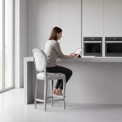 Klassieke grijze stoel designer barkruk houten stoel luxe nieuwe meubels