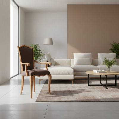 Luxe Nieuwe Fauteuil Stoelen Eetkamerstoel Ontwerp Beklede Stoel Bruin