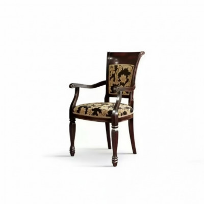 Stoel Bruin Design Woonkamer Eetkamer Hout Bekleed met Armleuning Nieuw