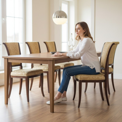 Ontwerp stoffen luxe fauteuil zonder armleuning eetkamerstoel Beige