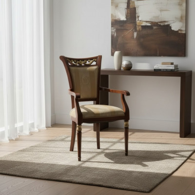 Stoel luxe design armstoel hout gestoffeerd art deco eetkamer meubels hout