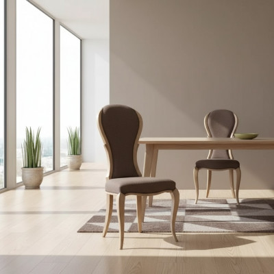 Eetkamerstoel Luxe Design Houten Stoel Bruin Italiaanse Stijl Meubels Nieuw