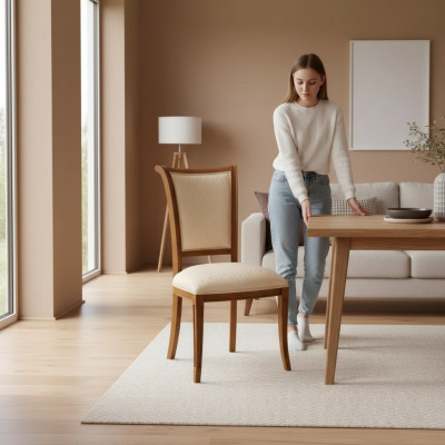 Stoel Hout Italiaans meubilair Eetkamer Luxe Ontwerp Armstoel Massief hout