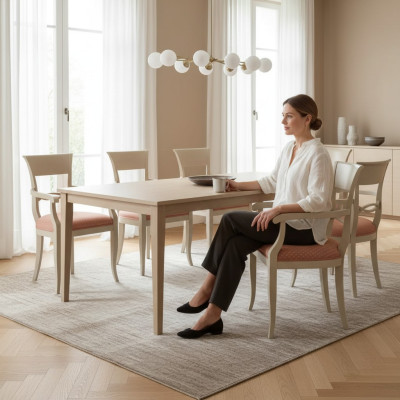 Stoel met armleuning bruin design woonkamer gestoffeerde eetkamer hout nieuw