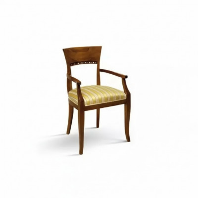 Stoel met leuning Eetkamerstoel Hout Klassiek Meubilair Gestoffeerd Textiel