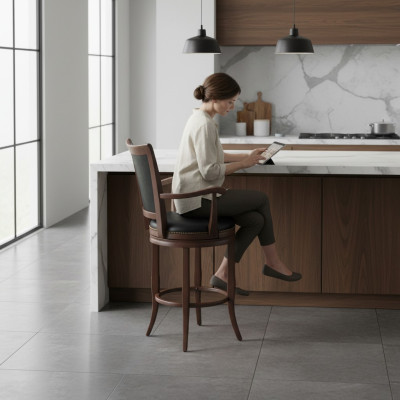 Barkruk Stoel Fauteuil Kunstleer Klassiek Meubels Chesterfield Bekleding