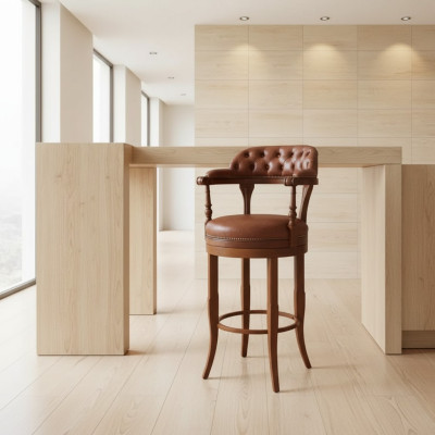 Chesterfield barkruk stoelen stoel fauteuil bar leunstoel luxe bekleding.
