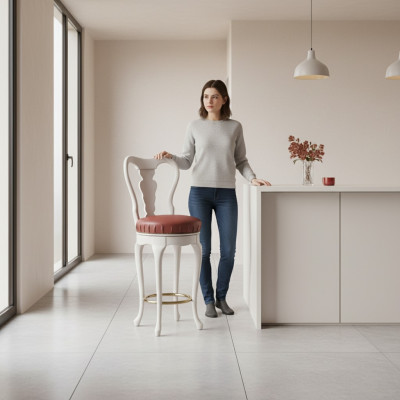 Klassieke witte stoel designer barkruk houten stoel luxe meubels kruk