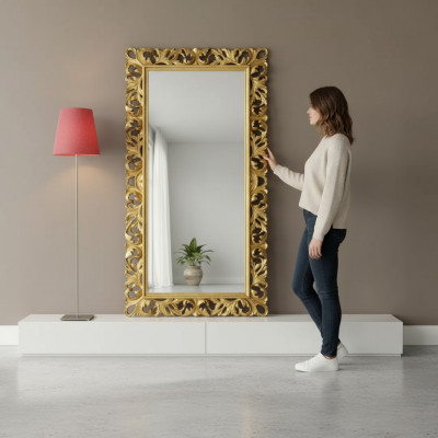 Klassieke design spiegel woonkamer dressoir luxe houten frame nieuw.