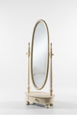 Klassieke woonkamer grote vloerspiegel Beige houten frame ontwerp Nieuw