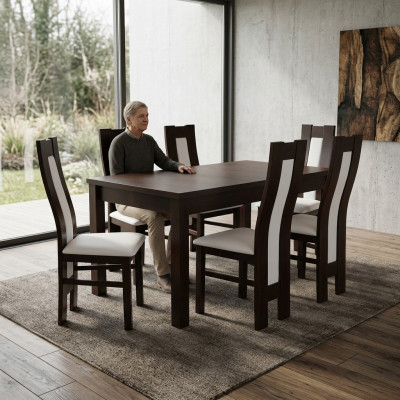Eetkamertafel Klassieke stoelgroep 6x stoelen 7-delige set Zitgroep