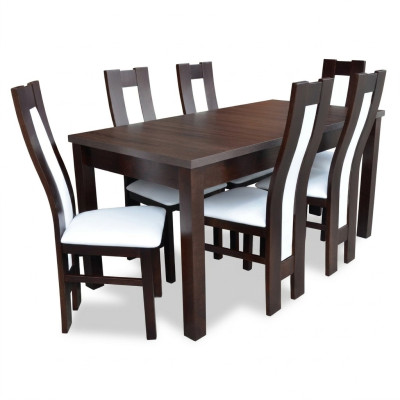 Eetkamertafel Klassieke stoelgroep 6x stoelen 7-delige set Zitgroep