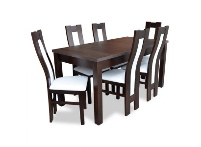 Eetkamertafel Klassieke stoelgroep 6x stoelen 7-delige set Zitgroep
