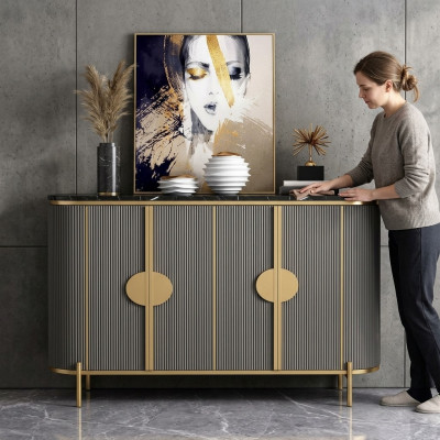 Luxe dressoir commode woonkamer ontwerper grijs meubel modern nieuw