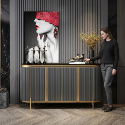 Dressoir Sideboard Luxe Designer Houten Regaal Kast Meubels Grijs Commode