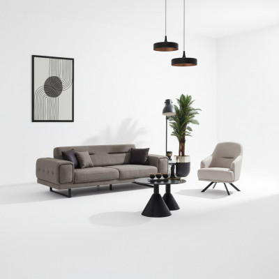 Luxe bankstel set 2-delig Fauteuil Luxe bankstel bankstel Driepersoons woonkamer inrichting.