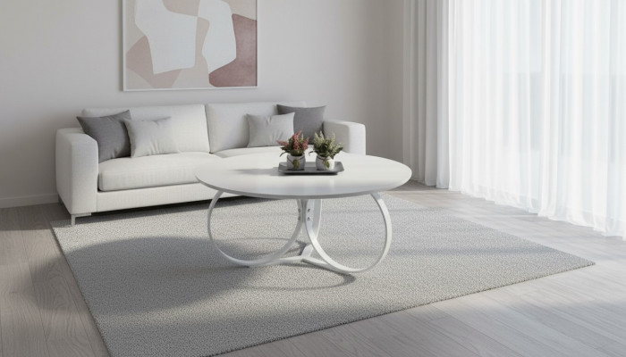 Witte salontafel, ronde woonkamertafel, designmeubilair, modern meubilair