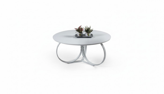 Witte salontafel, ronde woonkamertafel, designmeubilair, modern meubilair